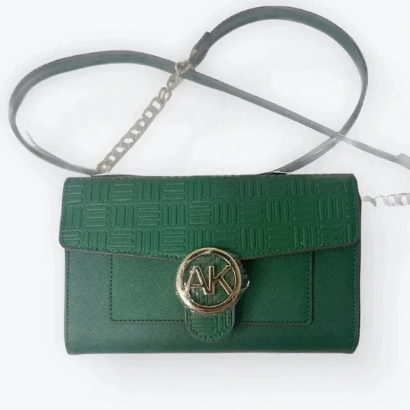 Anne Klein logo wallet on a chain/crossbody. Color: Evergreen EUC - Picture 3 of 15